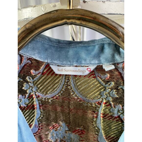 Soft Surroundings Duster Boho Retro Tapestry Detail Velvet Collar Size XL - Picture 5 of 11